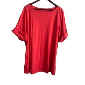 Woman‎ Within Cotton Top 22/24 Orange Boat Neck Cotton Comfort Office Travel